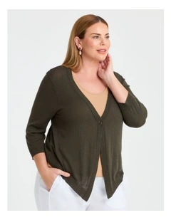Tori Slub Knit Crop Cardigan in Olive