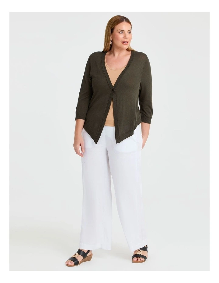 Tori Slub Knit Crop Cardigan in Olive image 4