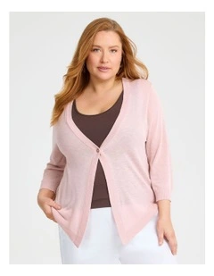 Tori Slub Knit Crop Cardigan Dusty Pink