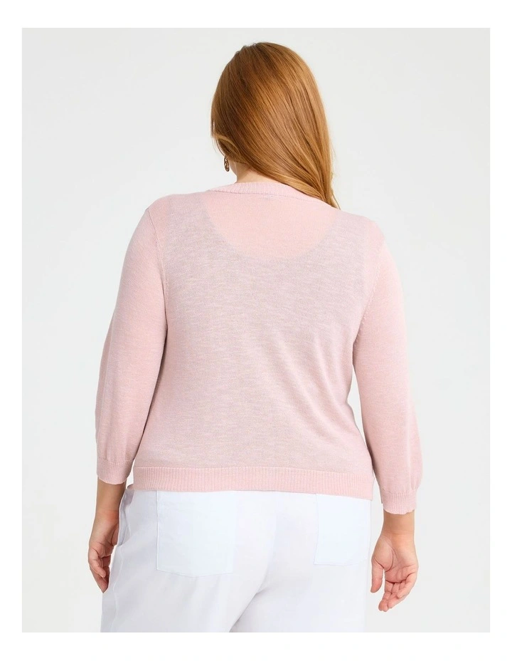 Tori Slub Knit Crop Cardigan Dusty Pink image 2