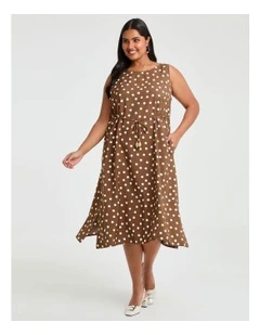Julia Spot Midi Dress Mocha/white
