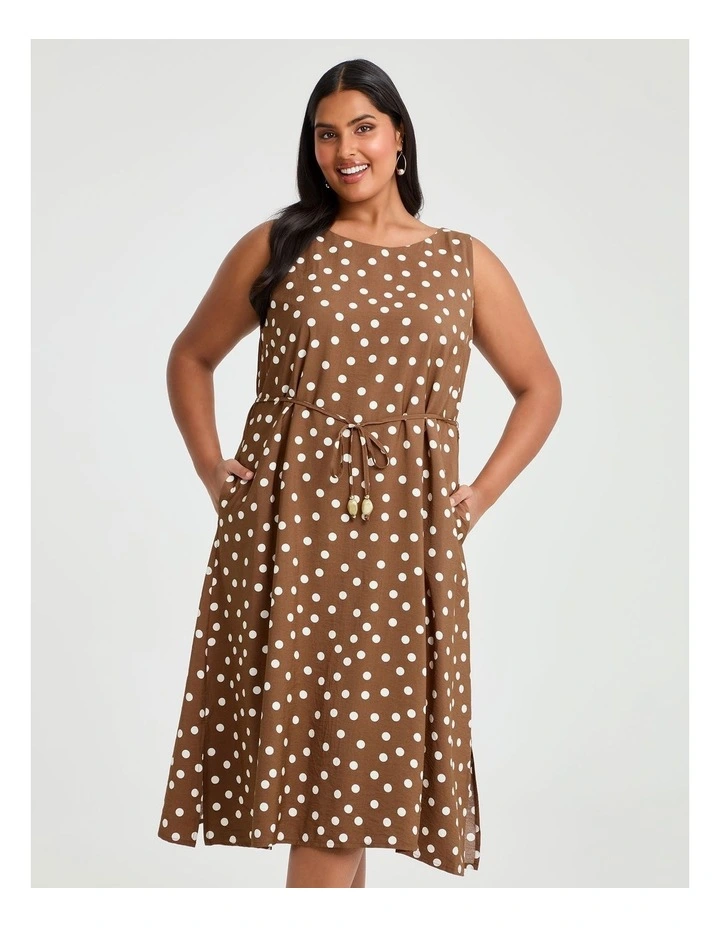 Julia Spot Midi Dress Mocha/white image 2