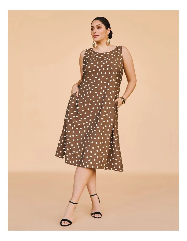 Julia Spot Midi Dress Mocha/white image 5