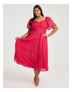 Pandora Tencel Midi Dress Raspberry Red