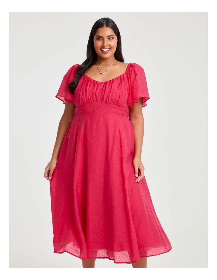 Pandora Tencel Midi Dress Raspberry Red image 3