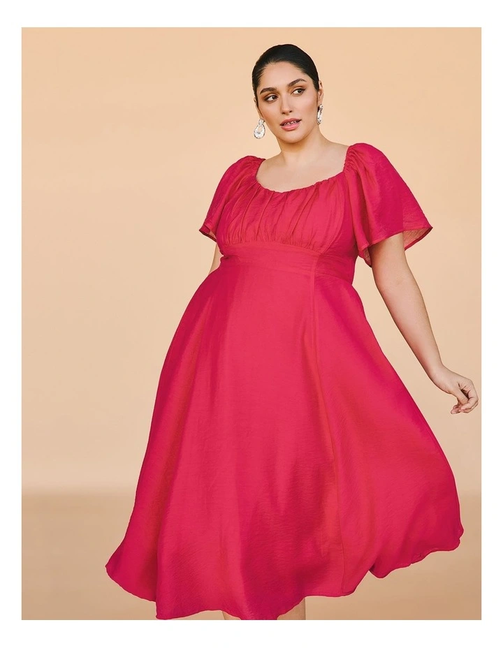 Pandora Tencel Midi Dress Raspberry Red image 5