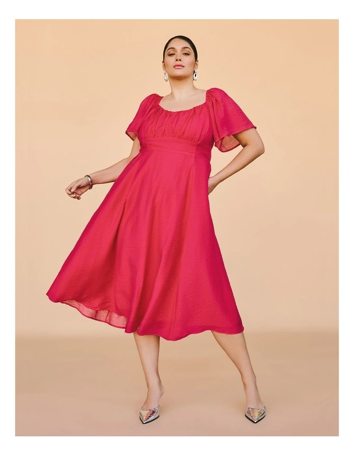 Pandora Tencel Midi Dress Raspberry Red image 6
