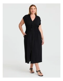 Zoe Zip Maxi Natural Dress in Black