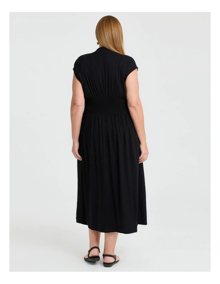 Zoe Zip Maxi Natural Dress in Black image 2