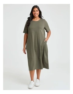 Cotton Talia Short Sleeve Dress Olive