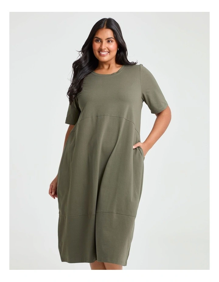 Cotton Talia Short Sleeve Dress Olive image 2
