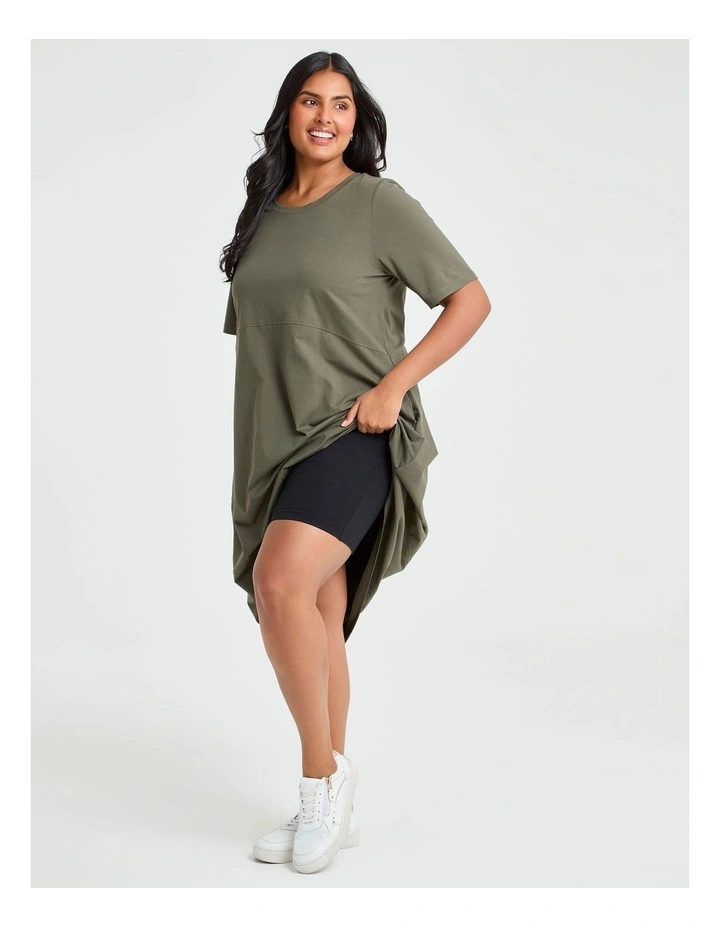 Cotton Talia Short Sleeve Dress Olive image 3