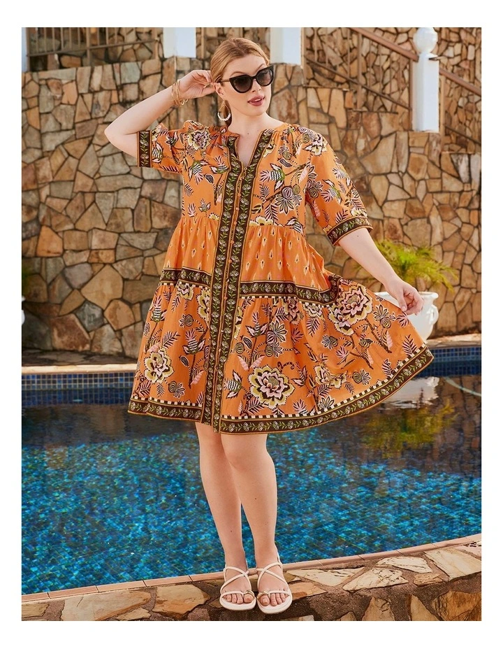Cotton Border Trim Tiered Dress Print image 3