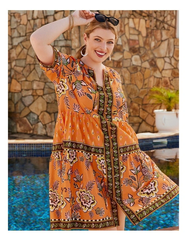 Cotton Border Trim Tiered Dress Print image 4
