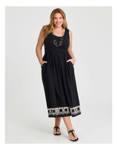 Breanna Cotton Bodice Dress in Black