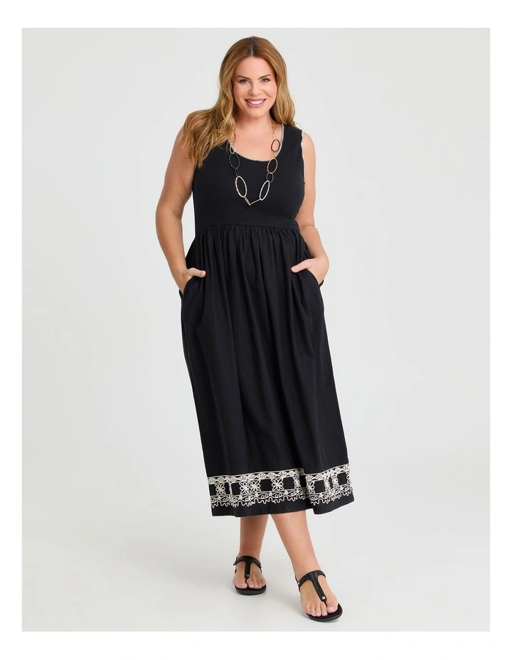 Breanna Cotton Bodice Dress in Black image 1