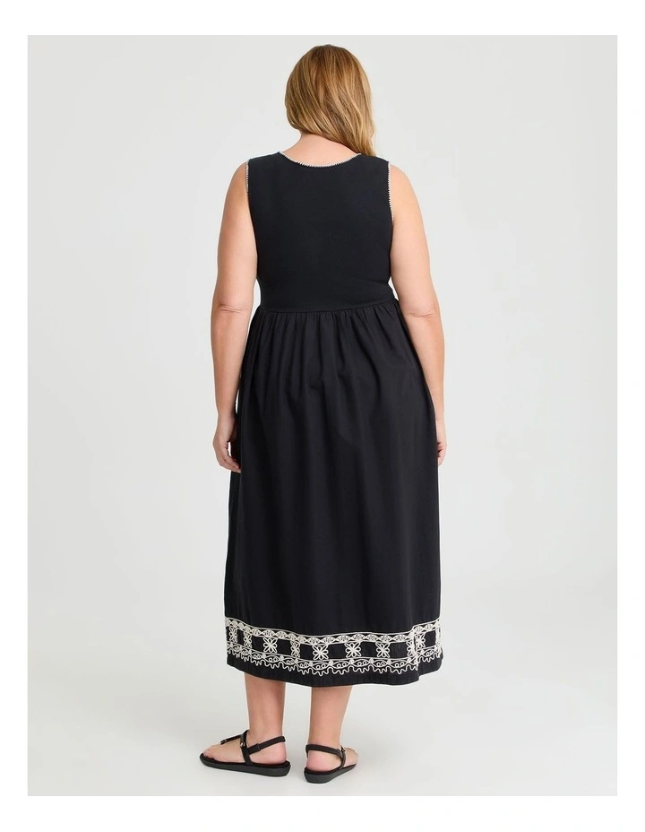 Breanna Cotton Bodice Dress in Black image 2