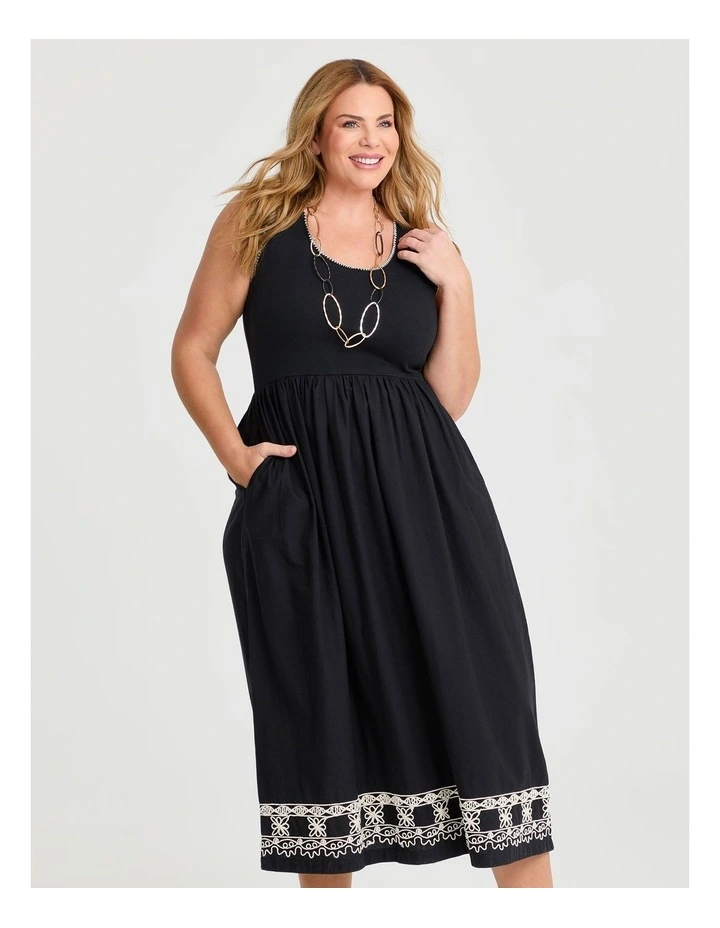 Breanna Cotton Bodice Dress in Black image 3