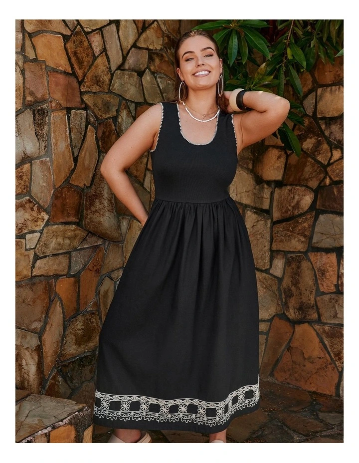 Breanna Cotton Bodice Dress in Black image 5