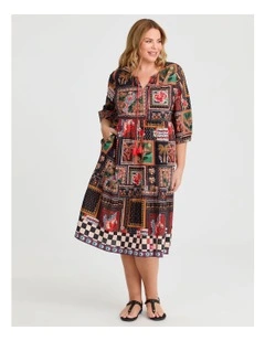 Cotton Savanah Border Print Dress in Print
