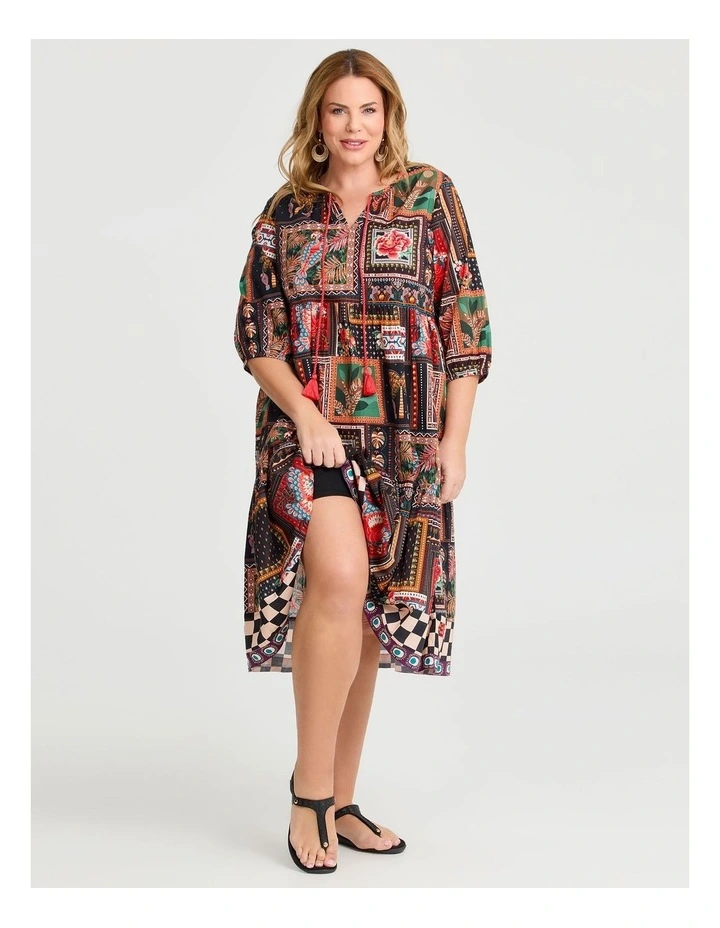 Cotton Savanah Border Print Dress in Print image 3