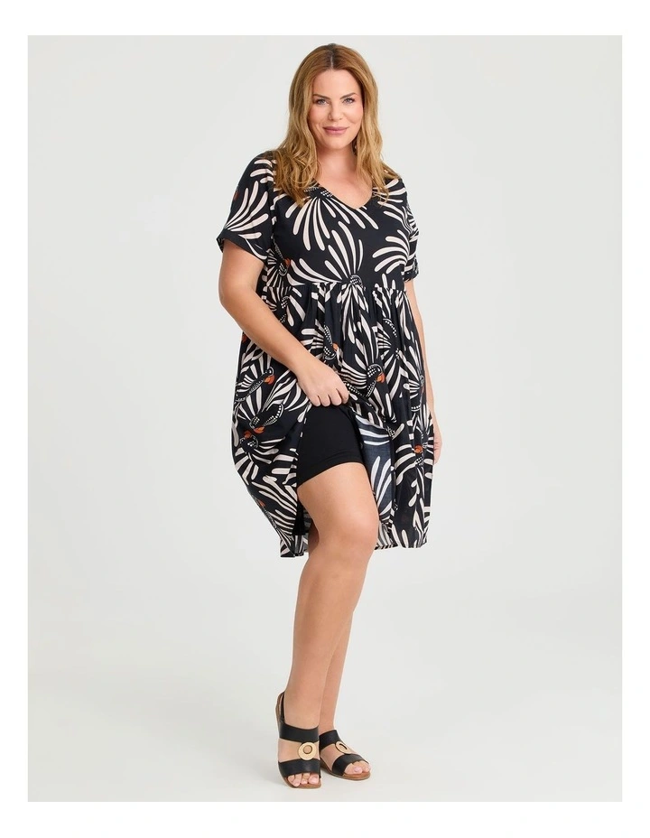 Cotton Holiday Pocket Dress Abstract Birds in Print image 4
