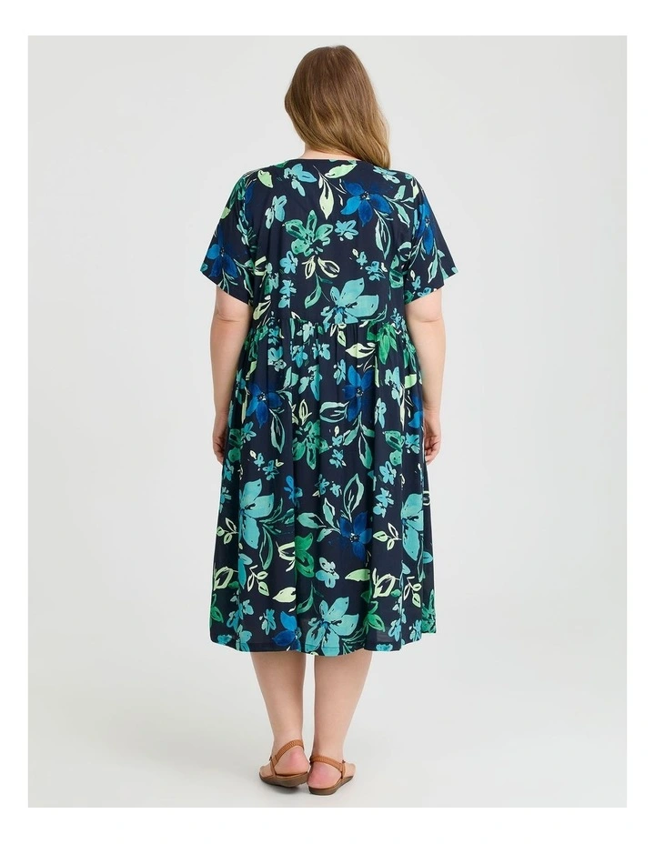 Tina Natural Pocket Midi Dress Summer Floral Print image 2