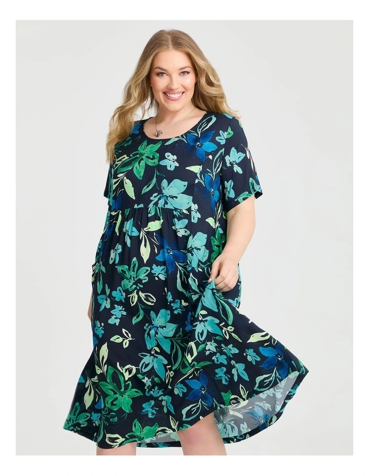 Tina Natural Pocket Midi Dress Summer Floral Print image 3