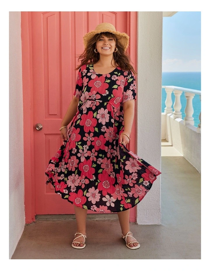 Cotton Gauze Favourite Dress in Coral Floral Print image 5