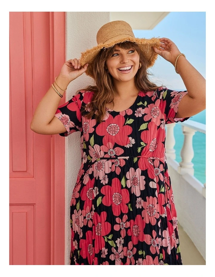 Cotton Gauze Favourite Dress in Coral Floral Print image 6