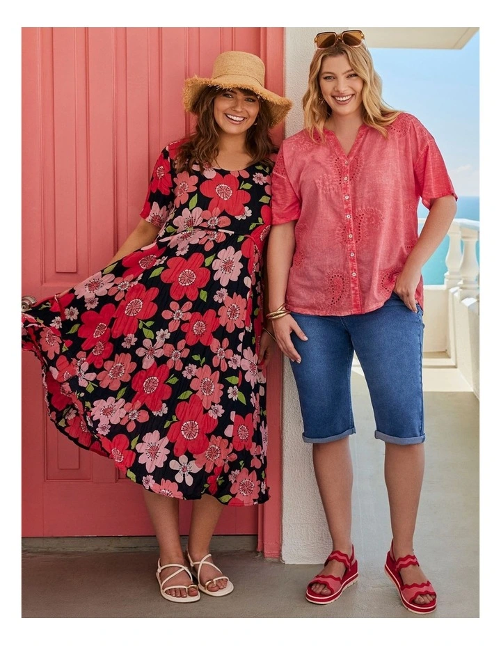 Cotton Gauze Favourite Dress in Coral Floral Print image 7