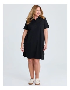 Cotton Polo Dress in Black