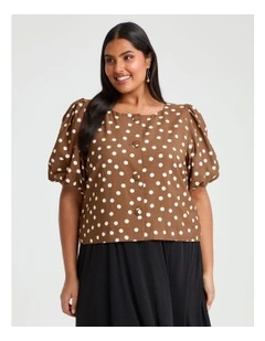 Julia Spot Bolero Jacket Mocha/white