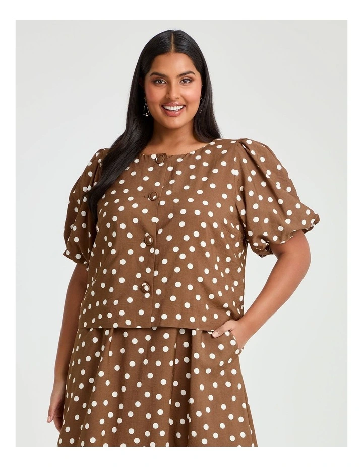 Julia Spot Bolero Jacket Mocha/white image 4
