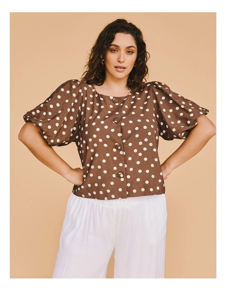 Julia Spot Bolero Jacket Mocha/white image 6