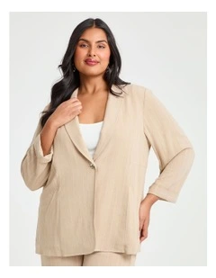 Bienne Natural Pinstripe Blazer Natural/white