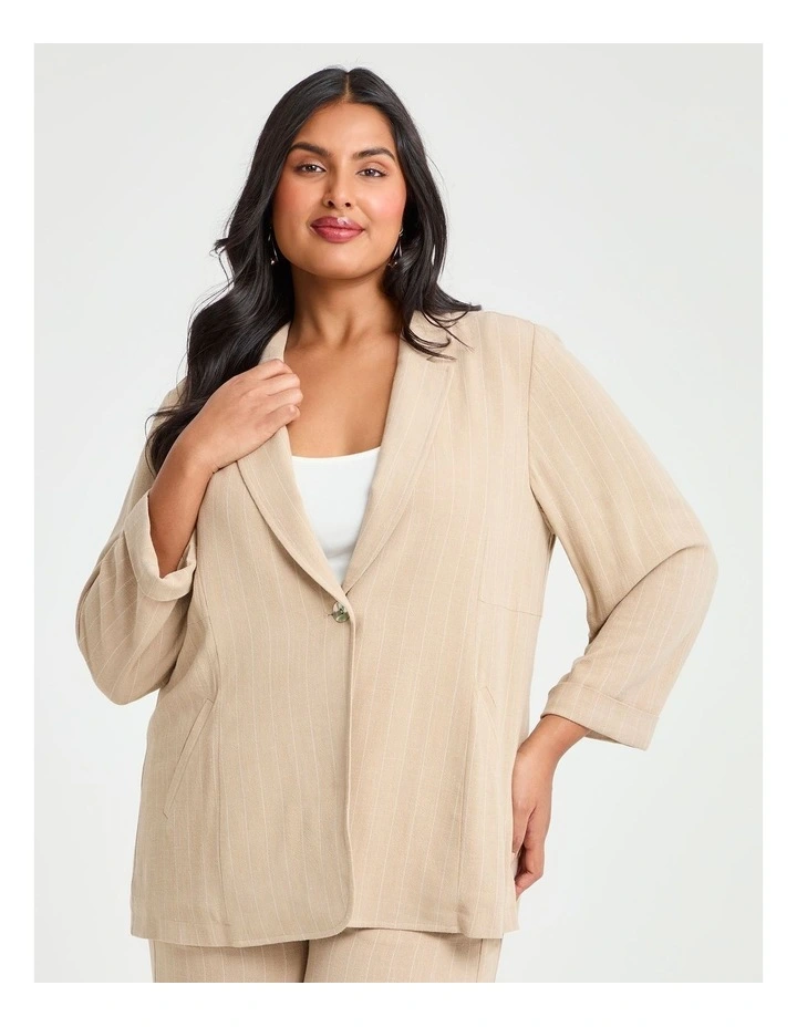 Bienne Natural Pinstripe Blazer Natural/white image 1