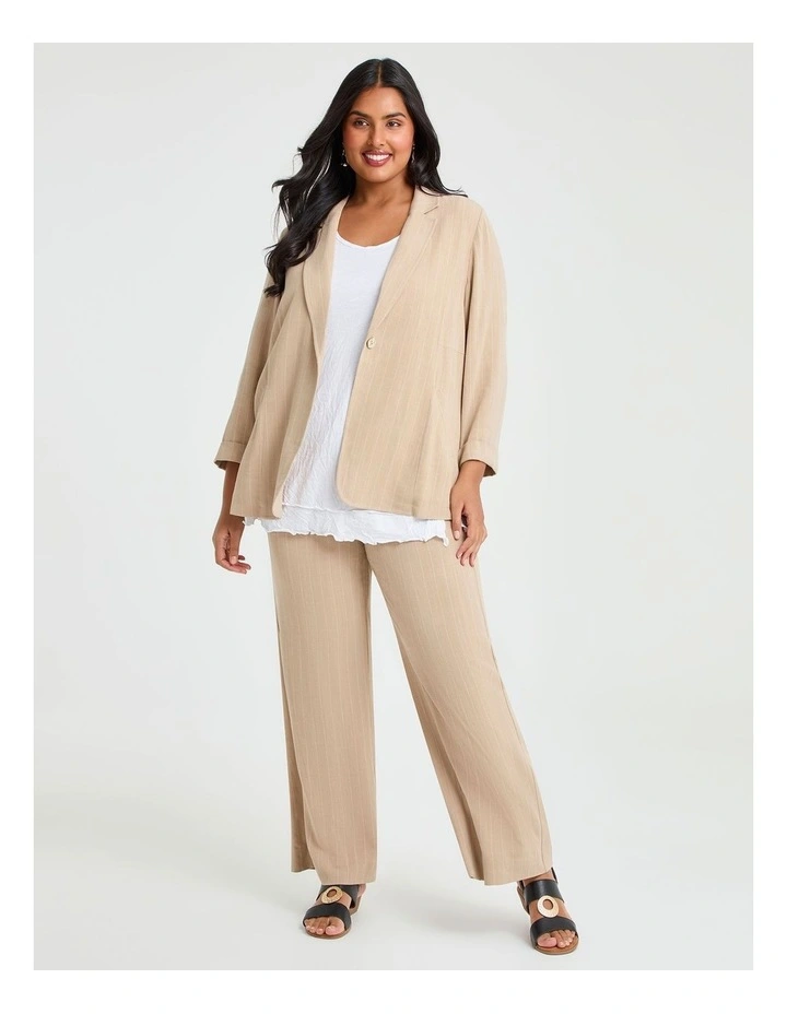 Bienne Natural Pinstripe Blazer Natural/white image 3