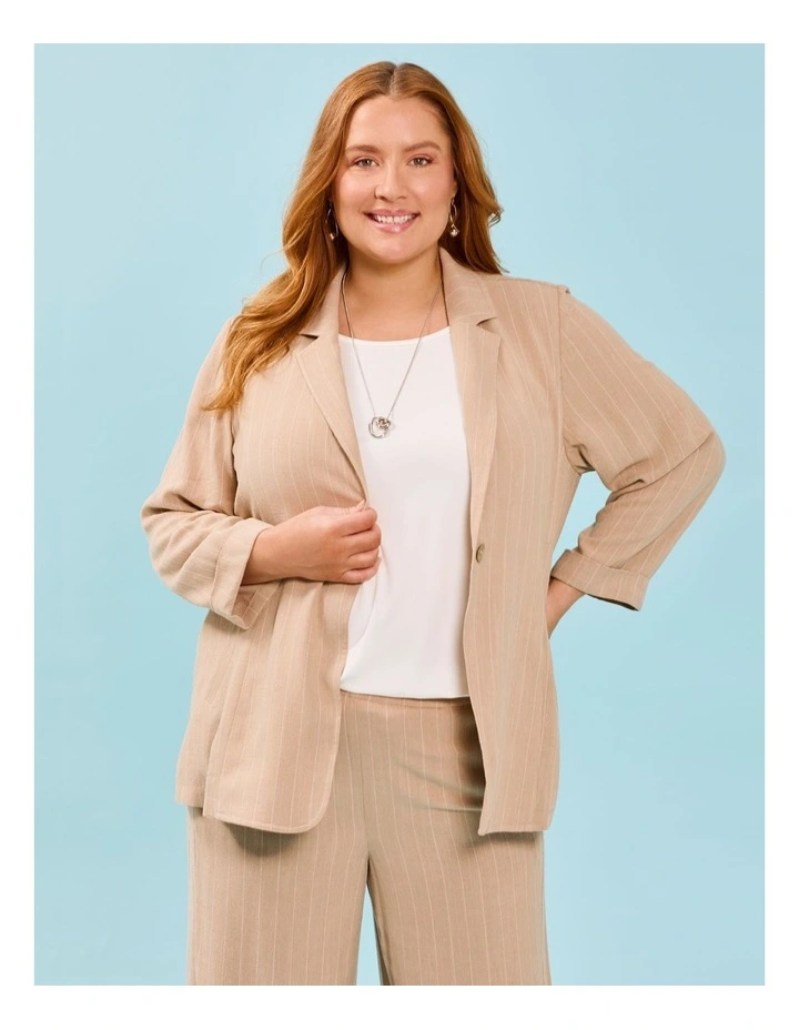 Bienne Natural Pinstripe Blazer Natural/white image 4