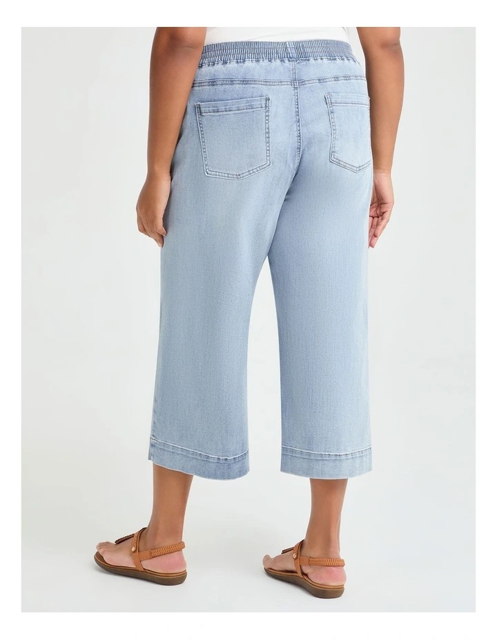 The Wide Leg Crop Jean in Pacific Blue image 2