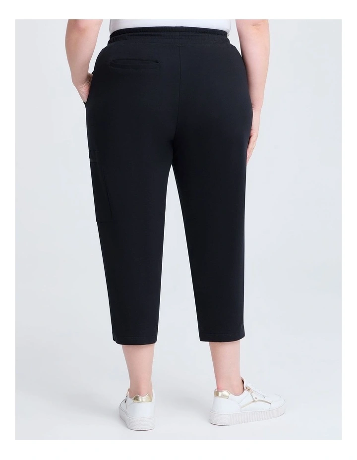 Cotton Zip Pocket Crop Trackpant in Black image 2