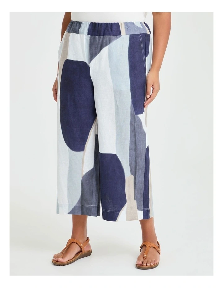Linen Quartz Crop Pant in Blue Print image 1