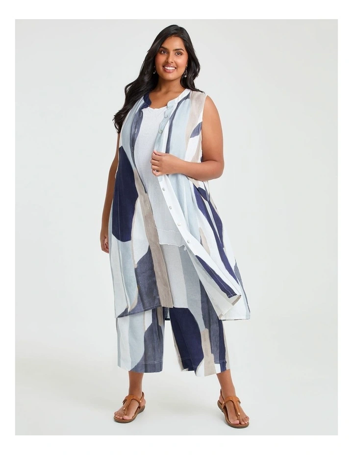 Linen Quartz Crop Pant in Blue Print image 4