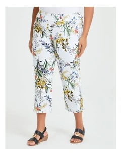 Bliss Stretch Taper Pant in White/Floral Print
