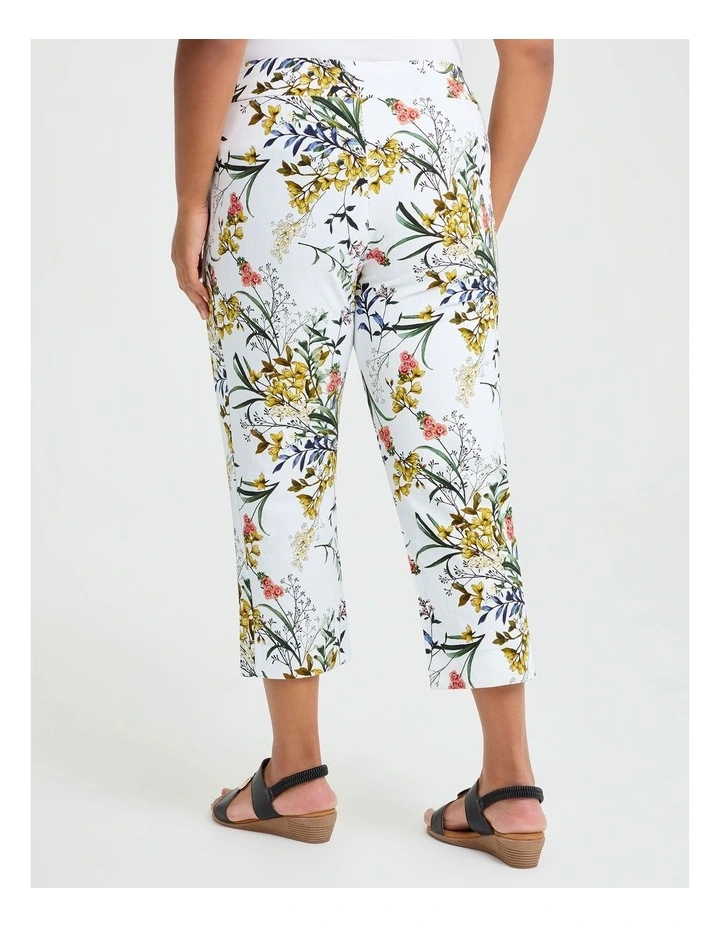 Bliss Stretch Taper Pant in White/Floral Print image 2