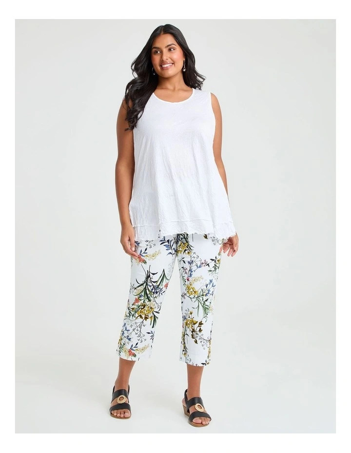 Bliss Stretch Taper Pant in White/Floral Print image 3