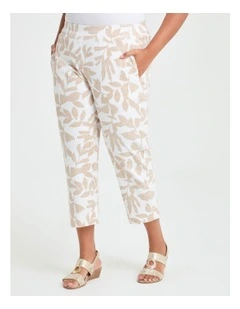 Bliss Stretch Taper Print Pant in Natural/Almond Print