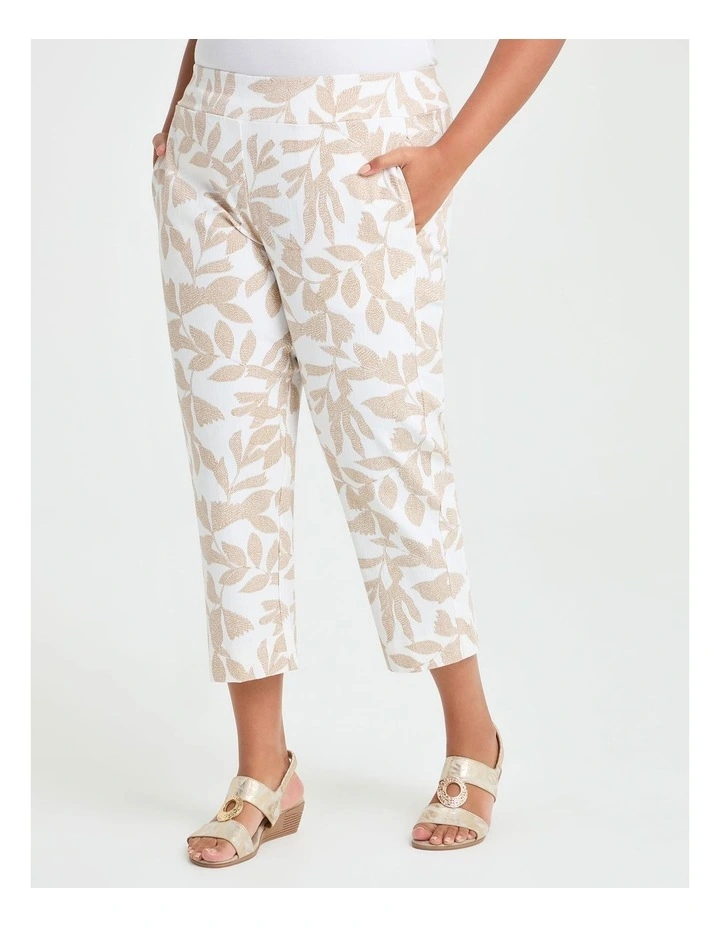 Bliss Stretch Taper Print Pant in Natural/Almond Print image 1