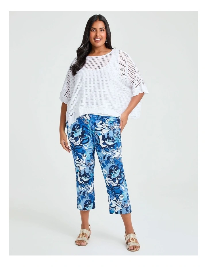 Bliss Stretch Taper Print Pant in Blue Floral Print image 3
