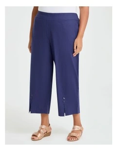 Stretch Linen Ayanna Crop Pant Sapphire Blue